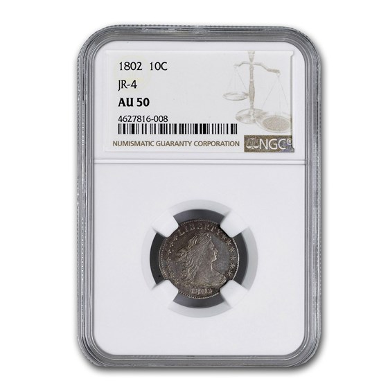 1802 Draped Bust Dime AU-50 NGC (JR-4) 1802 Draped Bust Dime AU-50 NGC (JR-4)